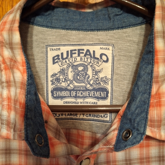 Buffalo David Bitton Rockabilly Plaid Patched Elbow Snap Shirt Men's XL Soft - Picture 6 of 6